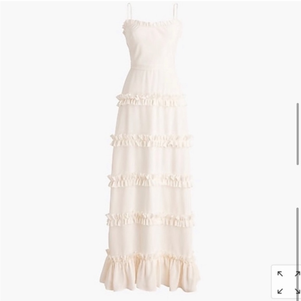 J.Crew Collection tiered ruffle silk tricotine gown ivory womens 10 weddings - Picture 5 of 12